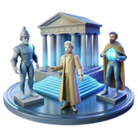 extraordinary modern Ancient Figures, Futuristic Robot, and Classical Architecture exclusive png