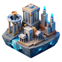 impressive rustic Ancient Wonders Isometric Temple Island authentic png