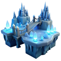impressive creative Fantasy Ice Castle 3D Render premium png