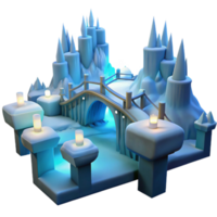 serene minimalist Enchanted Ice Castle 3D Render high quality png