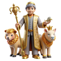 impressive creative Royal Shepherd with Lambs and Bird 3D Render high resolution png