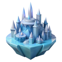 serene minimalist Enchanted Ice Castle 3D Render premium png