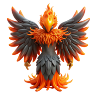 dramatic abstract Fiery Avian Creature 3D Render of Mythical Winged Being high quality png