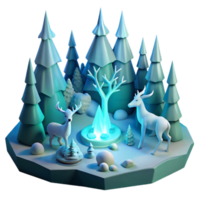 impressive abstract Enchanted Winter Forest 3D Render high resolution png