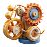 vibrant minimalist Colorful Gear Mechanism 3D Rendered Machine professional png