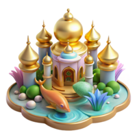 beautiful traditional Enchanted Palace Fantasy Island 3D Render authentic png