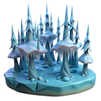 magnificent rustic Icy Fantasy Forest 3D Render premium png