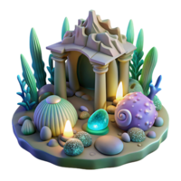 magnificent contemporary Enchanted Underwater Shrine 3D Render genuine png