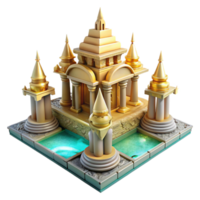 impressive minimalist Golden Temple with Reflecting Pools 3D Render original png