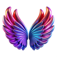 elegant abstract Iridescent Wings 3D Render of Colorful Feathered Wings high quality png