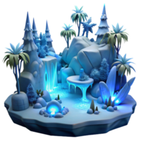 wonderful rustic Enchanted 3D Island Waterfall detailed png