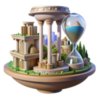 serene rustic Ancient Architecture, Time, and Cityscapes A Whimsical 3D Model detailed png