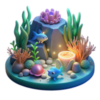 serene classic Undersea Glow 3D Render of Ocean Scene authentic png