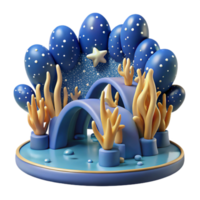 serene minimalist Undersea Archway 3D Render of Whimsical Ocean Scene 4K png