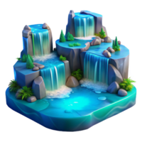 serene abstract Serene Waterfall Landscape 3D Render of Cascading Water professional png