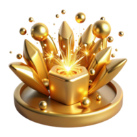 extraordinary classic Golden Explosion 3D Render of Luxurious Crystals high resolution png