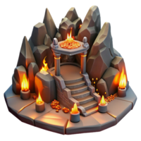 stunning abstract Fiery Mountain Shrine 3D Render of a Stone Staircase Altar original png