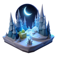 wonderful minimalist Winter Night 3D Illustration high quality png