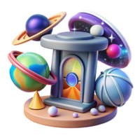 elegant contemporary Cosmic Portal 3D Render of Planets and Celestial Gateway high resolution png
