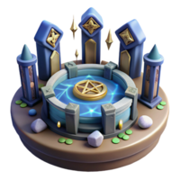 dramatic minimalist Fantasy Realm Magical Water Fountain with Pentagram authentic png