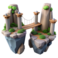 elegant classic Floating Island Bridge A 3D Render of a Fantasy Scene premium png