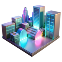 beautiful creative Neon Cityscape 3D Render of Illuminated Urban Architecture original png