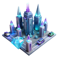 beautiful contemporary Futuristic Crystal Cityscape Electric Vehicles Diamond detailed png