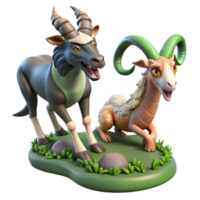 dramatic rustic Mythical Ram and Goat Figurine Set Fantasy Creature Collectible genuine png
