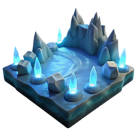 serene rustic Icy Mountain Lake 3D Render authentic png