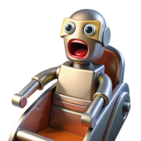 extraordinary abstract Surprised Robot in Chair 3D Render original png