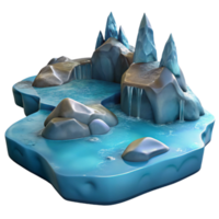beautiful modern Icy Waterfall 3D Game Asset original png