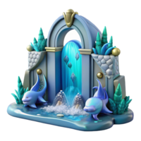 wonderful rustic Enchanted Waterfall Oasis 3D Render of Fantasy Aquatic Scene 4K png
