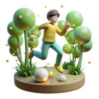 beautiful modern 3D Render Joyful Run Through Glowing Flora exclusive png