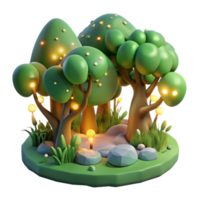 wonderful traditional Enchanted Forest 3D Render of Magical Trees and Glowing Lights authentic png