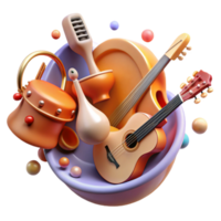 dramatic creative 3D Render of Musical Instruments and Objects professional png