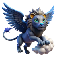 extraordinary artistic 3D Render of a Winged Lion Cub on a Cloud genuine png