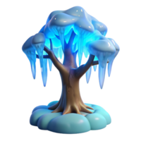 vibrant artistic Glowing Ice Tree 3D Render high quality png