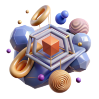 extraordinary classic Abstract 3D Render Geometric Shapes and Forms high quality png