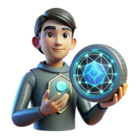 elegant rustic 3D Boy Holding Futuristic Orb Digital Art, Technology, Fantasy, Sci-Fi, Animation, Graphic Design, Abstract, Mystical, Energy, Sphere detailed png