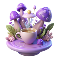 beautiful minimalist Enchanted Mushroom Tea Party A Whimsical 3D Render original png