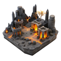 impressive creative Volcanic Ruins Ancient Stone Structures and Lava Flows high quality png