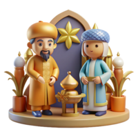 serene rustic 3D Render of Wise Men with Incense Offering exclusive png
