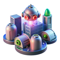 serene minimalist Futuristic Cityscape Robot and Advanced Structures authentic png