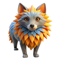magnificent abstract 3D Render of a Floral Fox detailed png