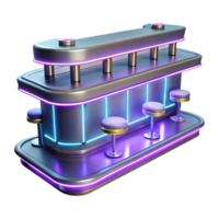 elegant abstract Neon Bar Counter 3D Render premium png