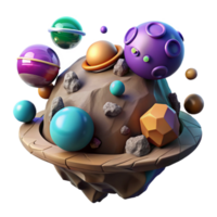 elegant creative Colorful 3D Render of Planetary System premium png