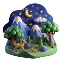 impressive traditional Nighttime Mountain Forest Scene with Deer genuine png