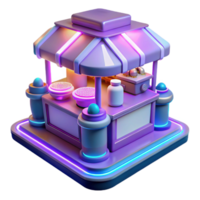 magnificent abstract 3D Render Food Stand Illustration, Neon Lights high resolution png