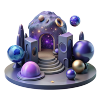 extraordinary classic Cosmic Gateway 3D Render of Surreal Space Scene high quality png