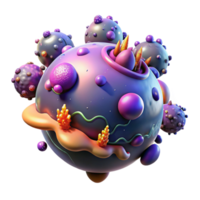 vibrant classic Abstract 3D Render Colorful Cell, Organic Shapes, and Bio-Structures high resolution png